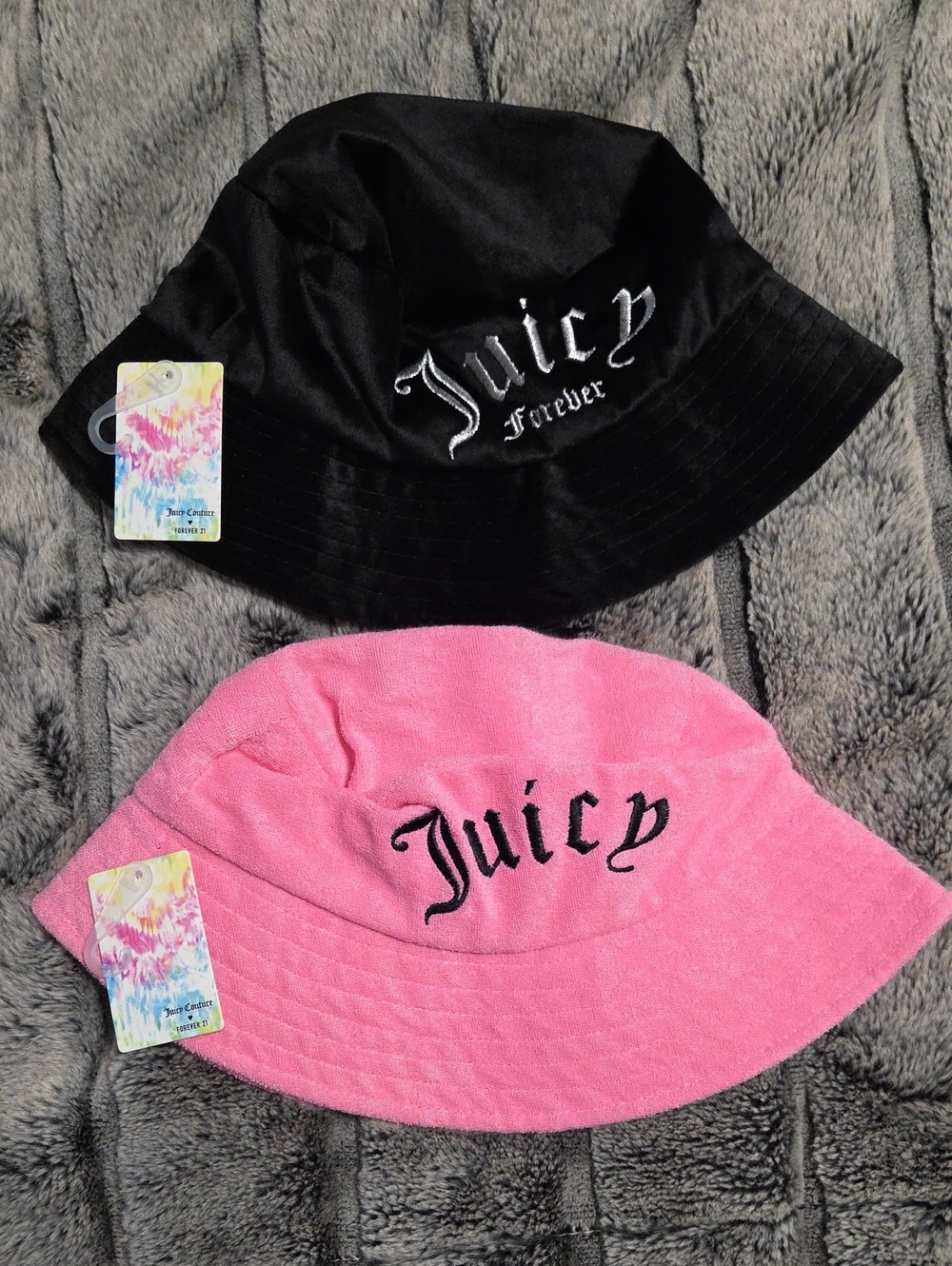 Juicy Couture x Forever 21 Bucket Hats in Pink and Black